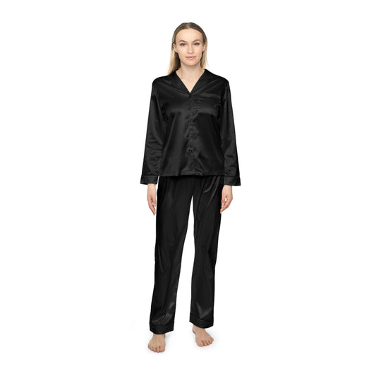 Jet Black Luxurious Satin Women's Pajamas